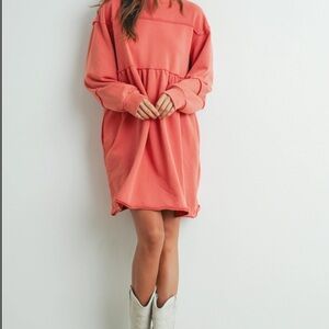 Coral Long Sleeve Dress